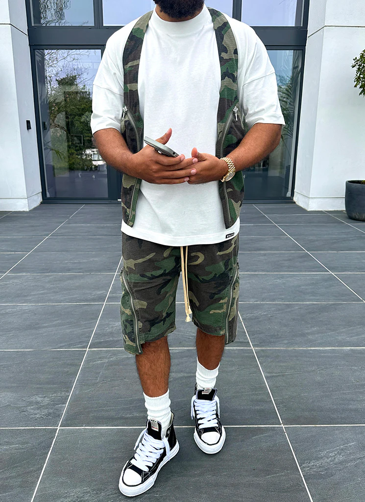 Vintage Zipper Cargo Shorts - Camo - Image 6