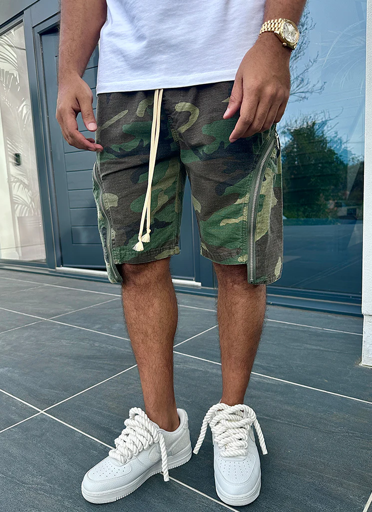Vintage Zipper Cargo Shorts - Camo - Image 7