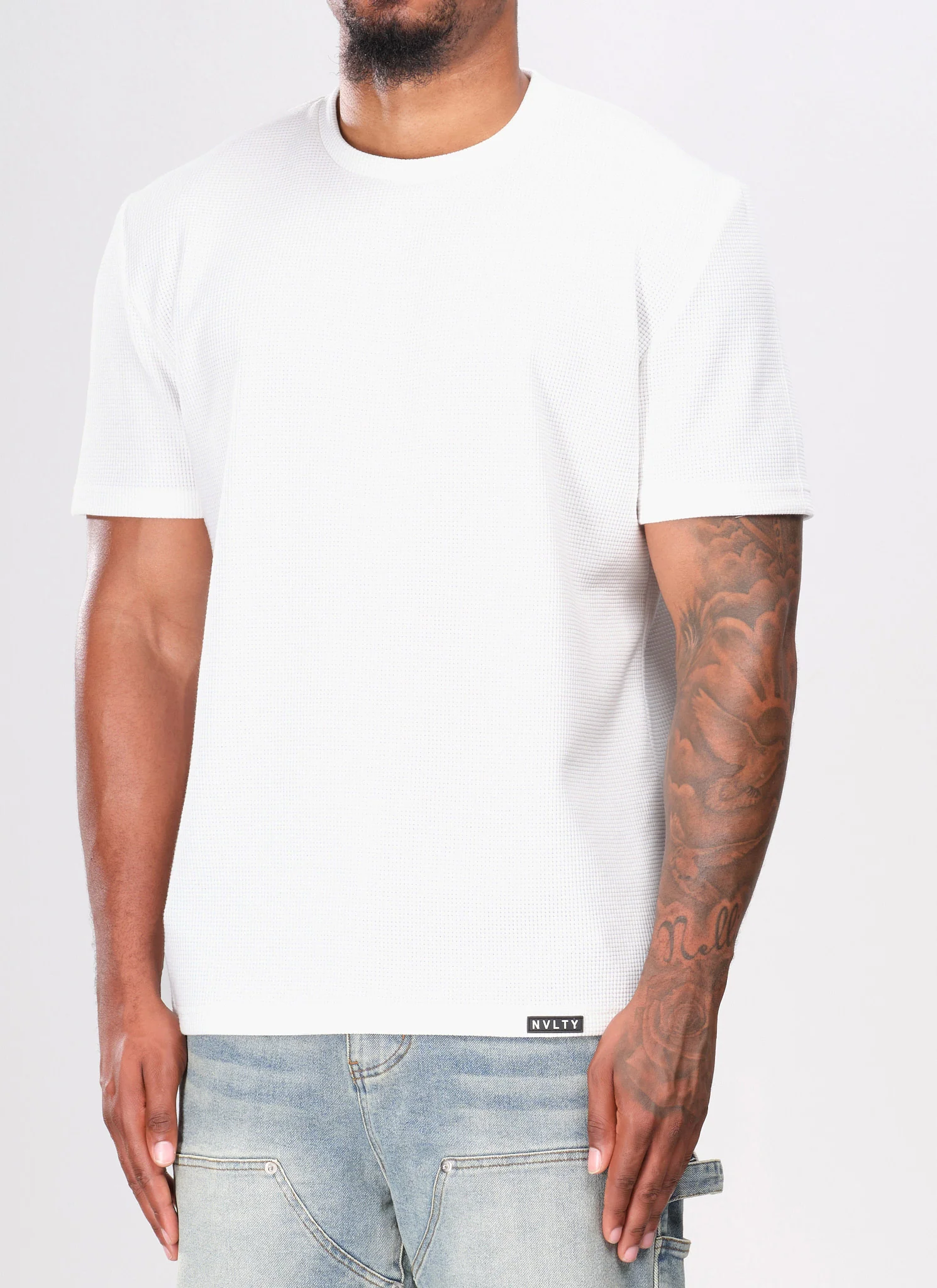 Waffle Fitted T-Shirt - White - Image 2